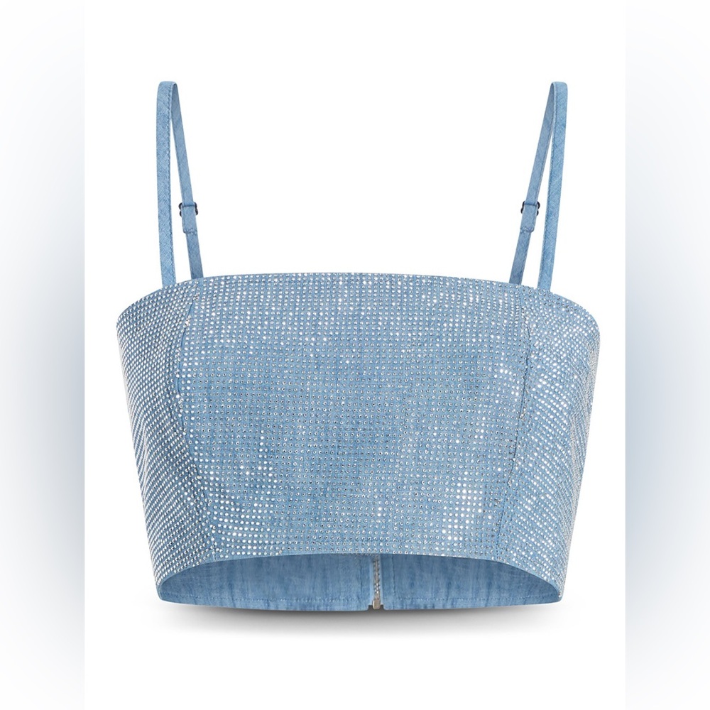 Cinq a Sept Nik Chambray Crop Top - Picture 3 of 5